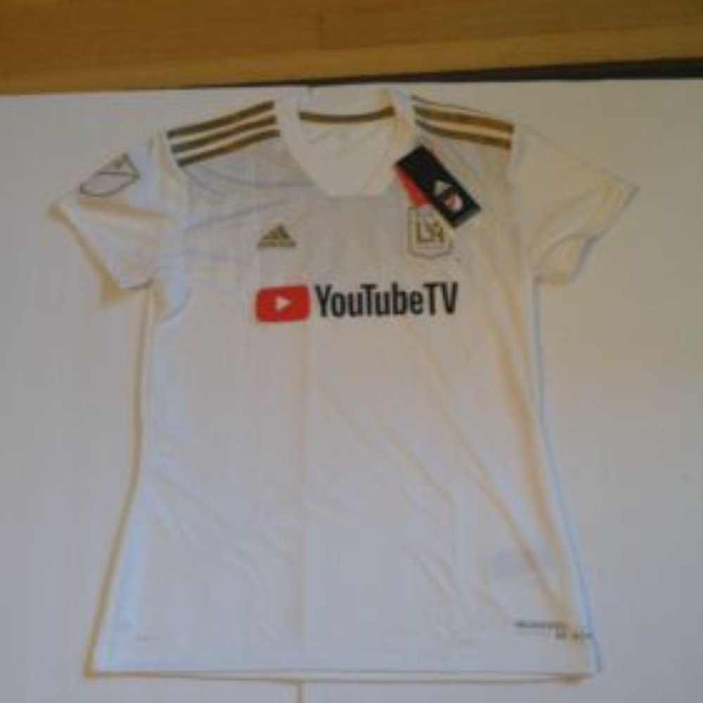 NWT Adidas Womens Size Small Los Angeles FC LA Soccer Jersey White/Gold